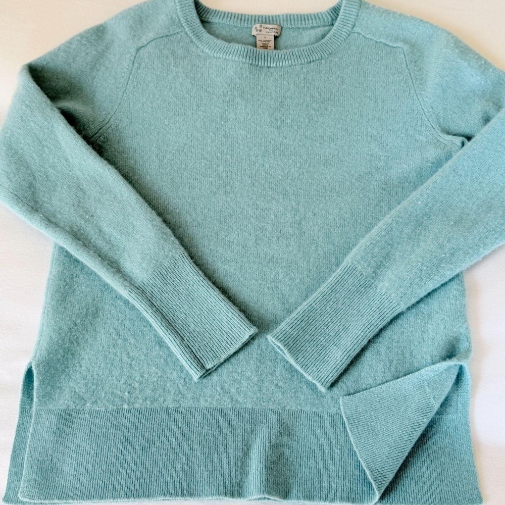 Halogen Women Seafoam Blue 100% Cashmere Crewneck Sweater S